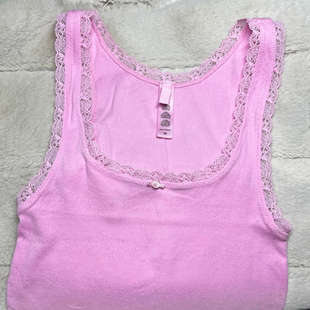 skims bubblegum pink lace pointelle tank